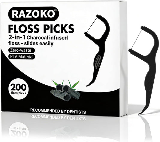 Palillos de hilo dental, Biodegradable de carbón, cuida el planeta. 