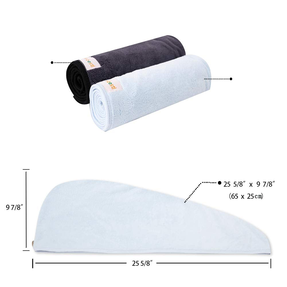 ¡2 en 1! Paquete de toallas para secar tu cabello, de microfibra absorbente con diseño de botón, ajustable y cómodo para tu cabello. 