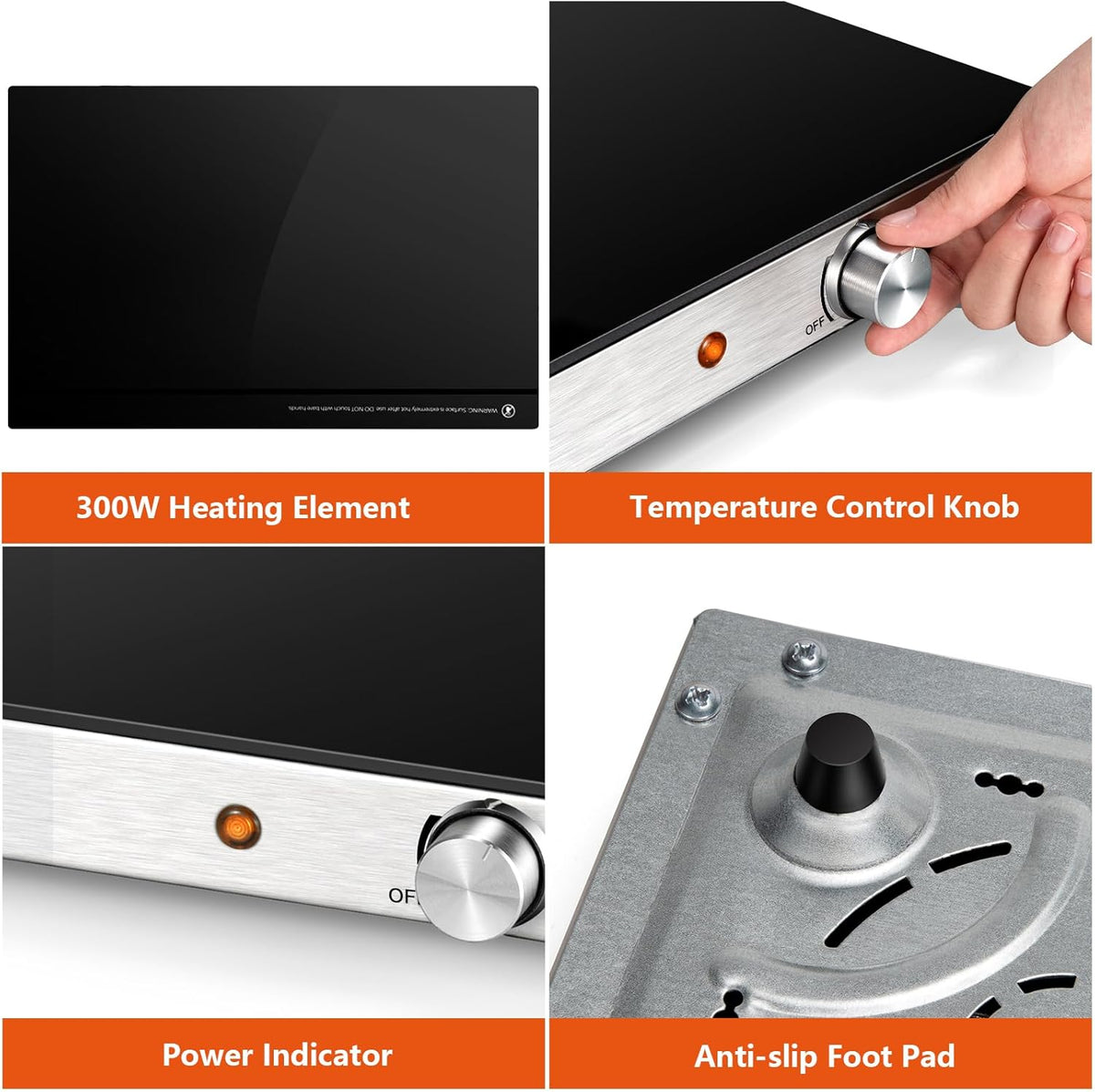 ¡Calentador Eléctrico de Alimentos! Pack de 2 - Mantén tus comidas Calientes y Frescas. Calentadores de alimentos de 22''x15'' para fiestas, control de temperatura ajustable, superficie de vidrio templado. ¡Úsalo para eventos, fiestas o disfrútalo tu solo!
